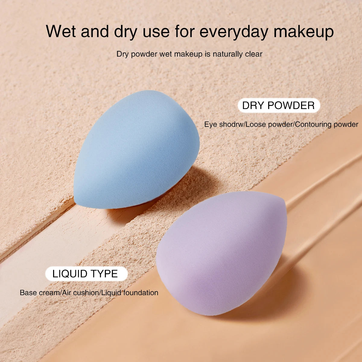 4pcs Makeup Sponge Powder Puff Beauty Cosmetic Ball Foundation Powder Puff Dry Wet Combined Water Droplets Make Up Tools