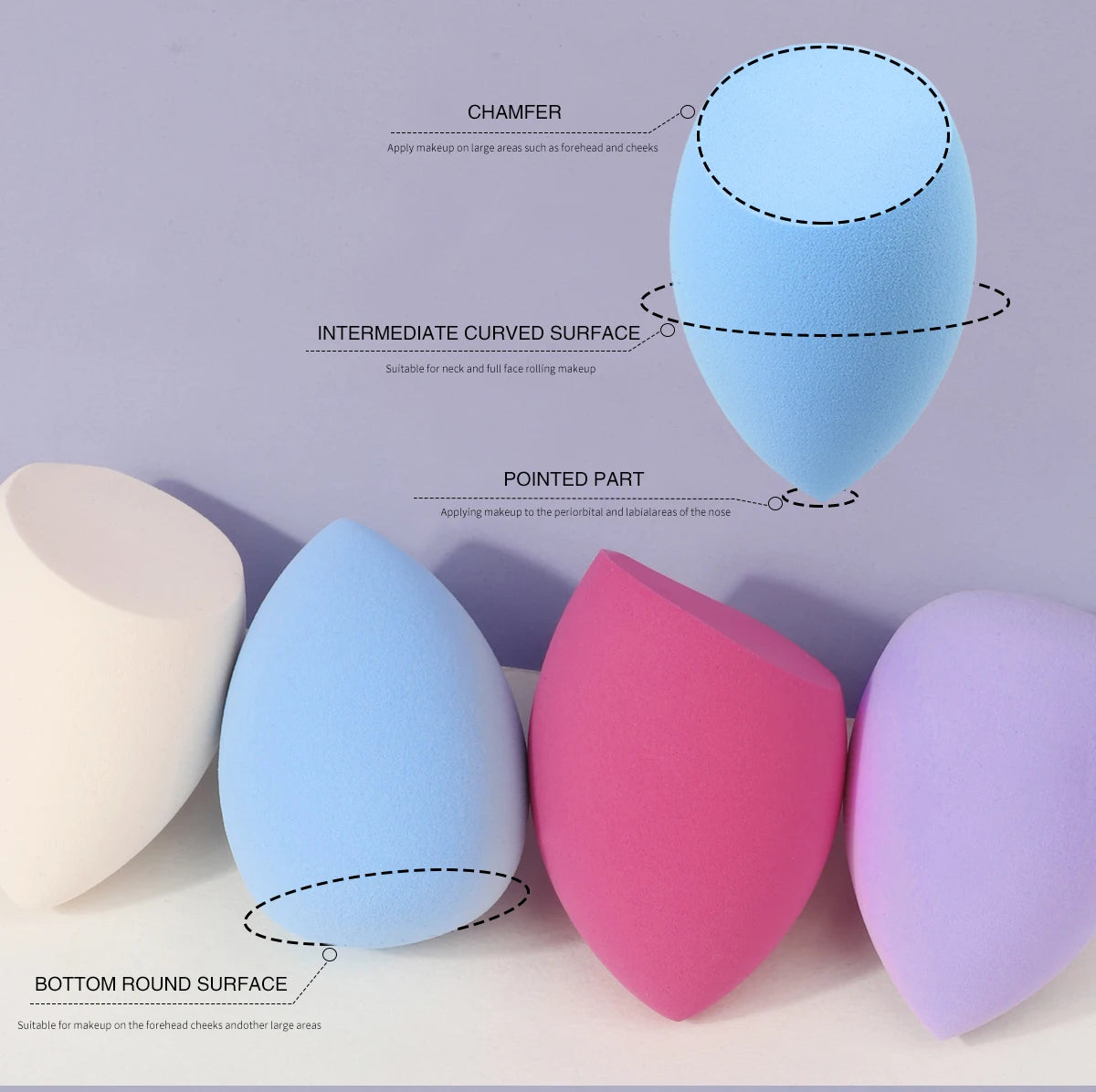4pcs Makeup Sponge Powder Puff Beauty Cosmetic Ball Foundation Powder Puff Dry Wet Combined Water Droplets Make Up Tools