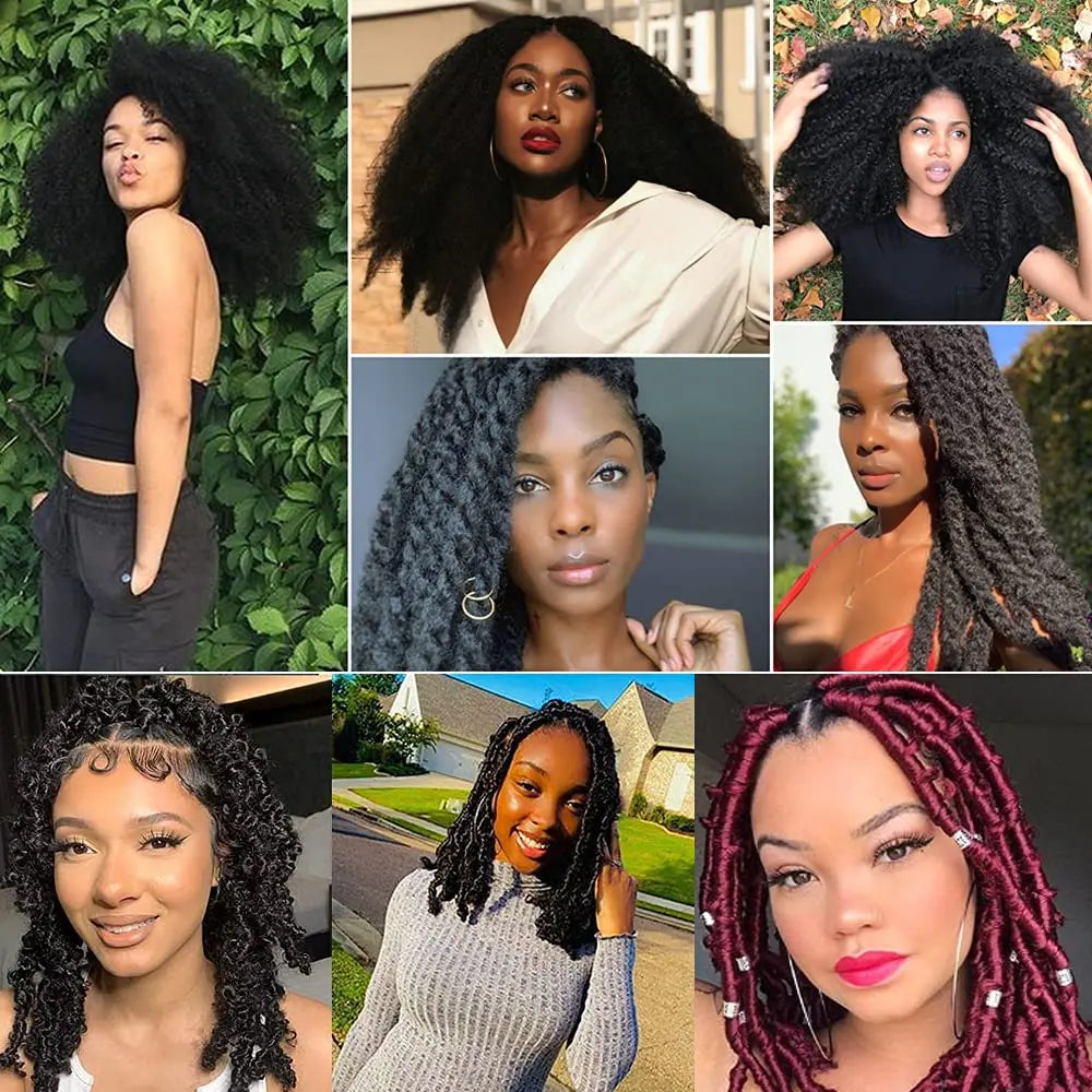 28Inch Kinky Twist Afro Crochet Braid Springy Twist Hair For Distressed Butterfly Locs Synthetic Marley Hair Extension For Women