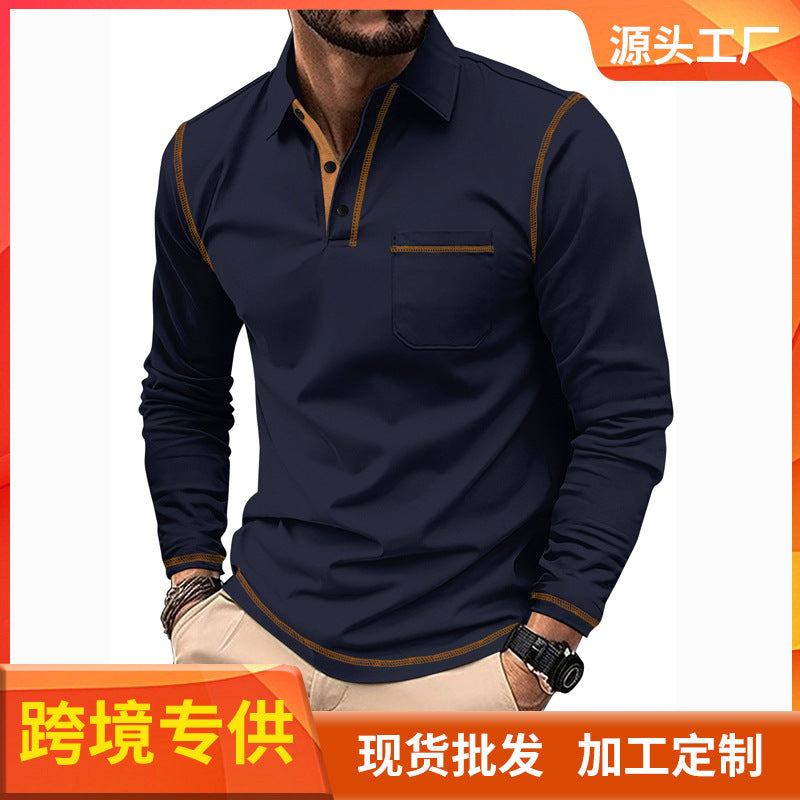 2025 new polo shirt long sleeve lapel men amazon casual sports breathable