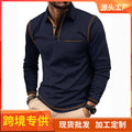 2025 new polo shirt long sleeve lapel men amazon casual sports breathable