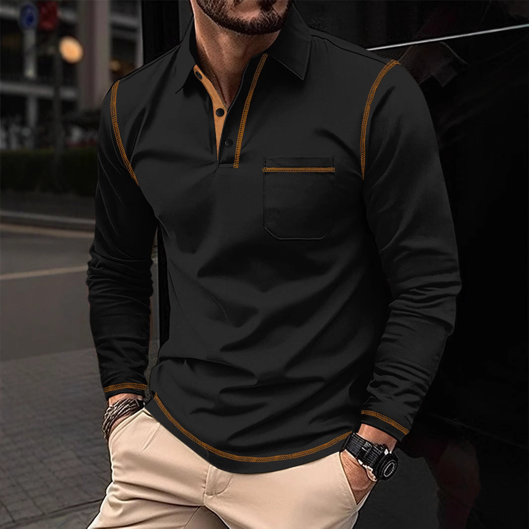 2025 new polo shirt long sleeve lapel men amazon casual sports breathable