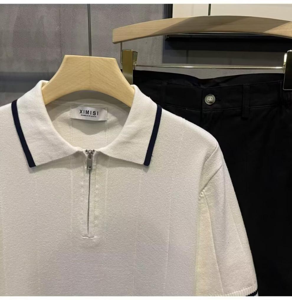 Summer New Arrival Striped Short-Sleeved Knitted Polo Shirt Men's Korean Style Trendy Slim-Fit All-Match Casual Half-Sleeve Top