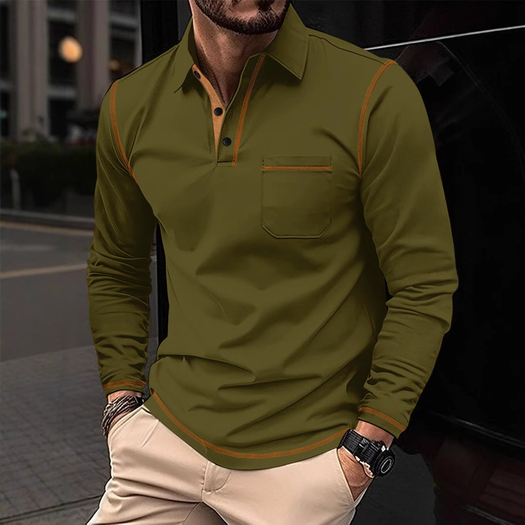 2025 new polo shirt long sleeve lapel men amazon casual sports breathable