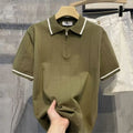 Summer New Arrival Striped Short-Sleeved Knitted Polo Shirt Men's Korean Style Trendy Slim-Fit All-Match Casual Half-Sleeve Top
