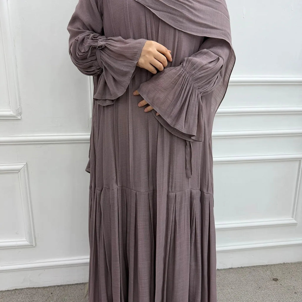 Abaya Hijab 2 Piece Set Open Dress Women Eid Muslim Khimar Dresses Cardigan Robe Ramadan Vestidos Morocco Dubai Kaftan Jalabiya