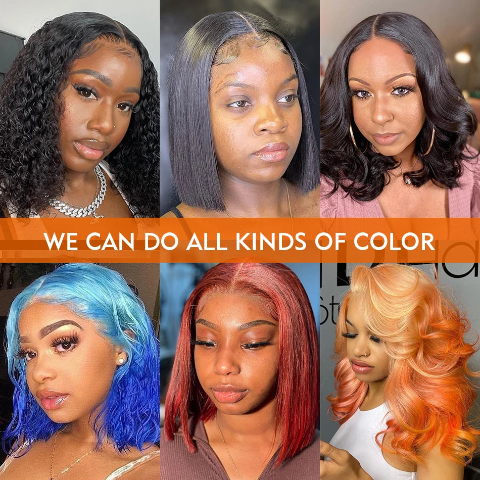 Bob Wig Human Hair 100% Straight Lace Front Wigs Brazilian Pre Plucked 13x4 Transparent Lace Frontal Short Wigs For Black Women