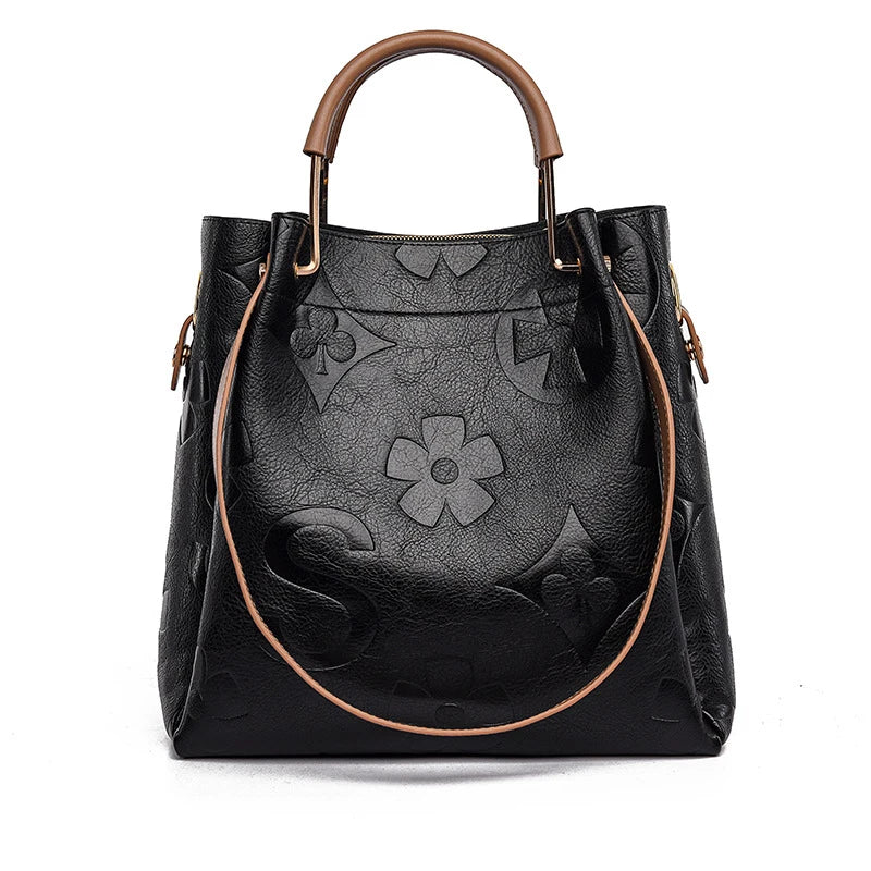 Bucket bag, large-capacity tote bag, high-end printed women's handbag, work and commuting bag
