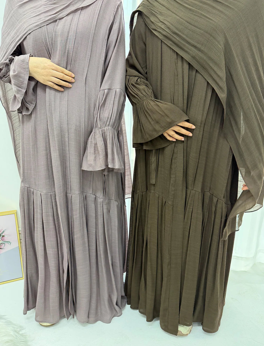 Abaya Hijab 2 Piece Set Open Dress Women Eid Muslim Khimar Dresses Cardigan Robe Ramadan Vestidos Morocco Dubai Kaftan Jalabiya