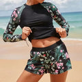 Hot Sale Of The Season New Women's Long Sleeve Digital Print Conservative Bikini Swimsuit Cross-Border Fashionable Swimwear from