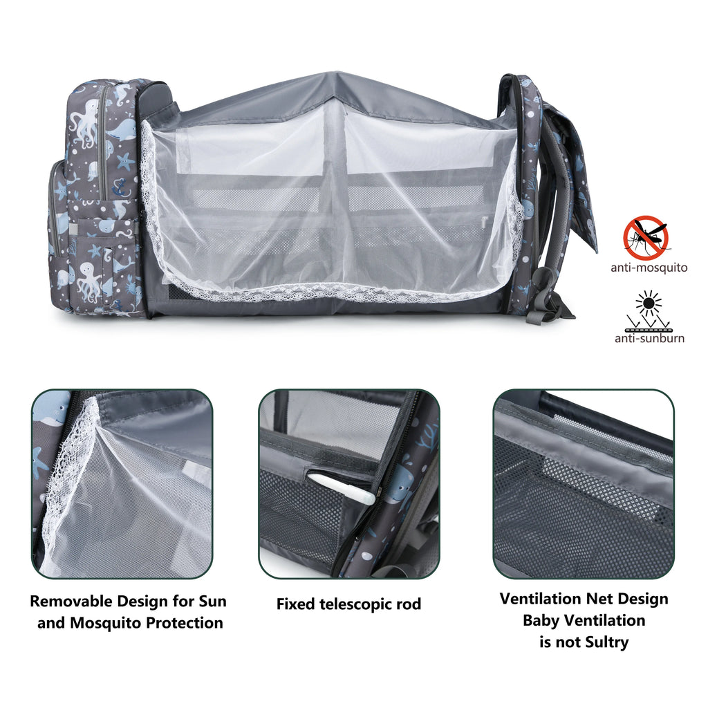 Diaper Bag Backpack, Diaper Changing Station, Multi-Functional Mom Travel Baby Diaper Bag, Large Capacity Diaper Backpack