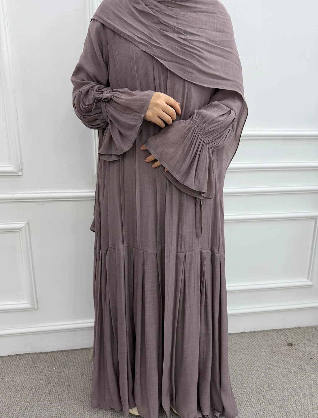 Abaya Hijab 2 Piece Set Open Dress Women Eid Muslim Khimar Dresses Cardigan Robe Ramadan Vestidos Morocco Dubai Kaftan Jalabiya