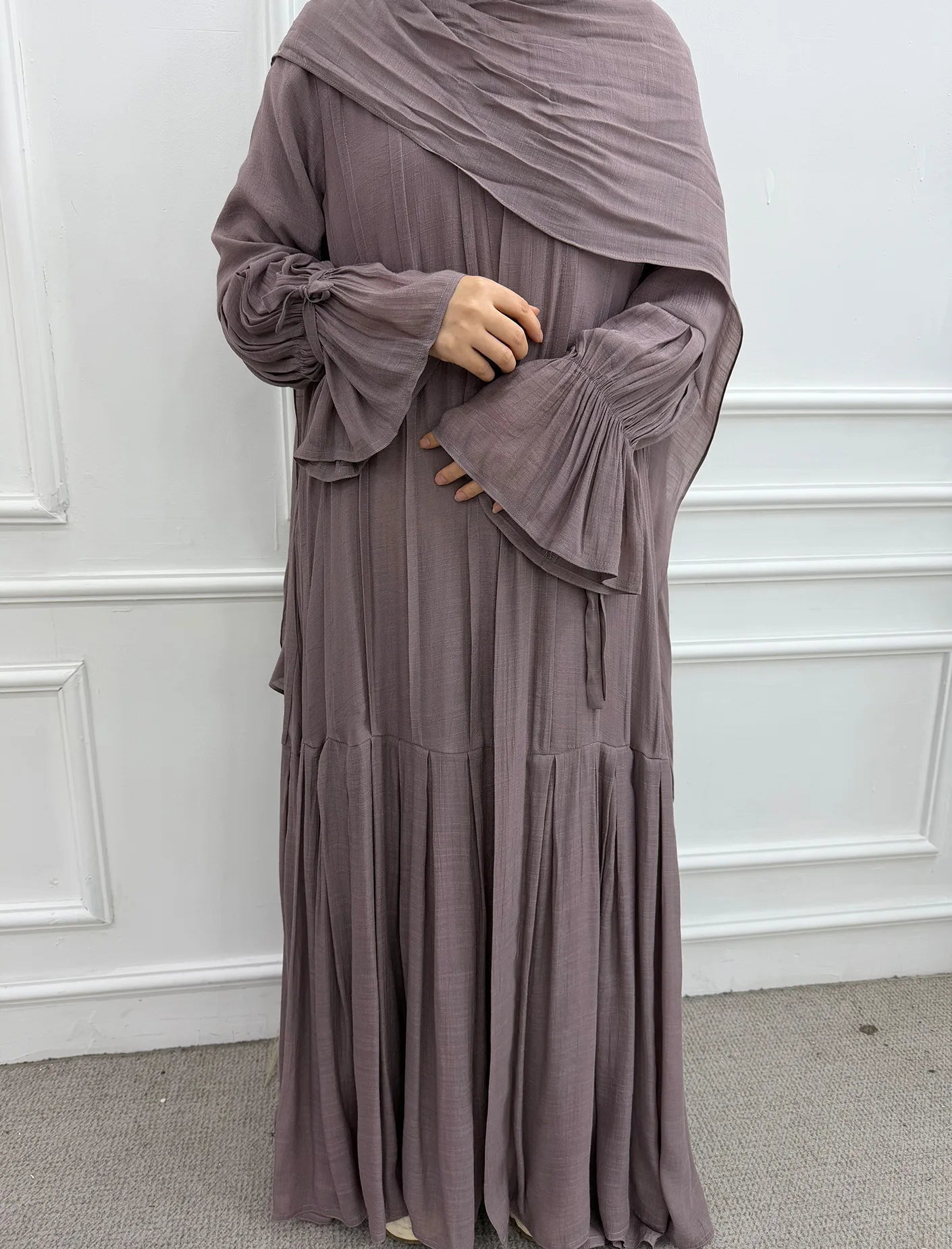 Abaya Hijab 2 Piece Set Open Dress Women Eid Muslim Khimar Dresses Cardigan Robe Ramadan Vestidos Morocco Dubai Kaftan Jalabiya