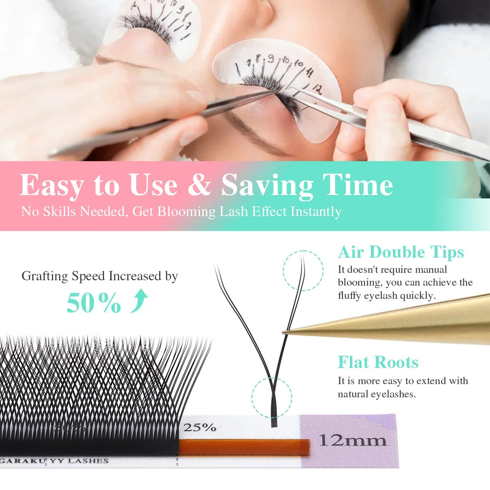 NAGARAKU Single Tip 2D Y/Double Tips YY/Triple Tips YY Shape Hand Woven Premium Soft Light Eyelashes Extension