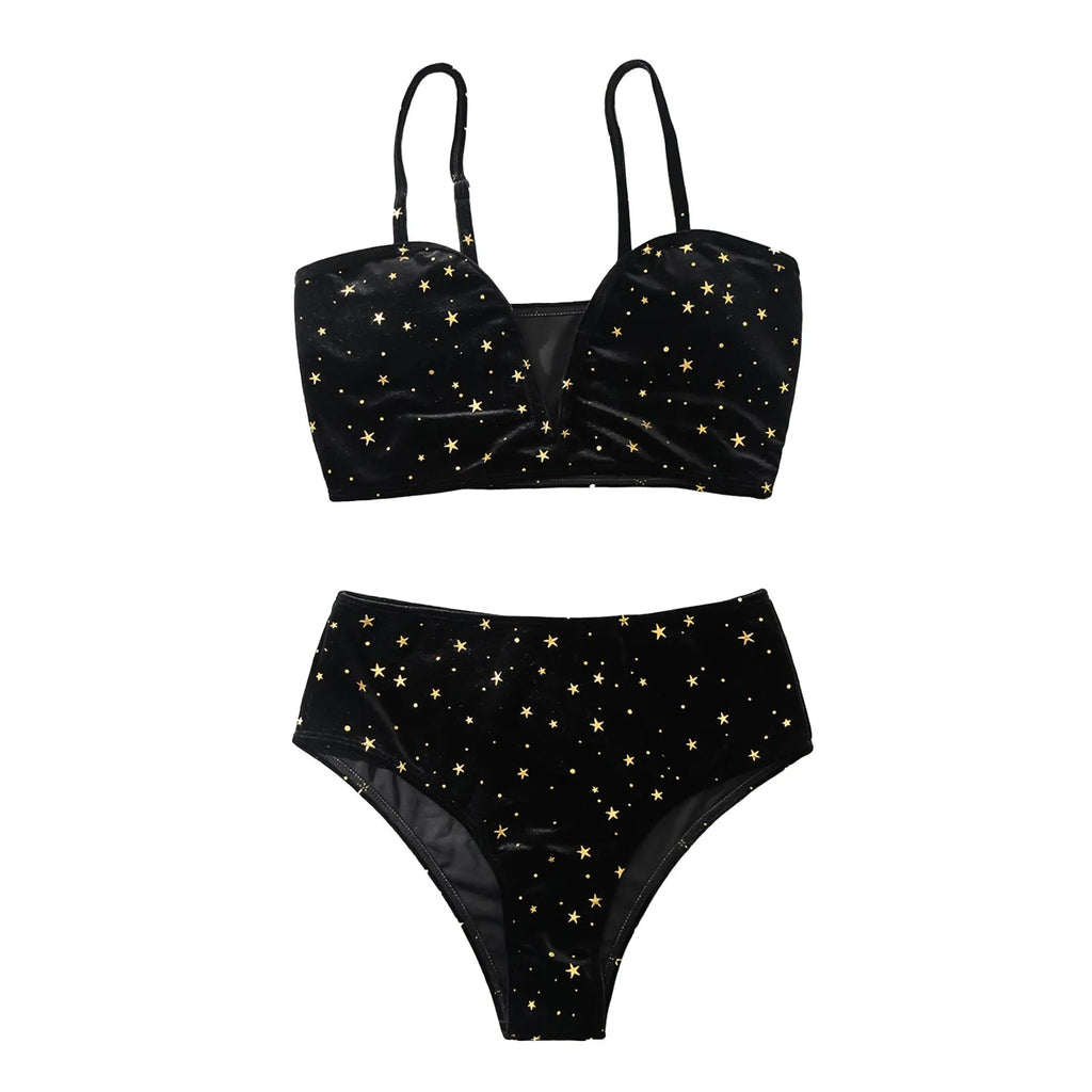 Fashion Piece Swimsuit Swimsuit Velvet Two Sexy Women'S Split Printed Bikini Swimwears Tankinis Women Board Shorts Bathing Suit