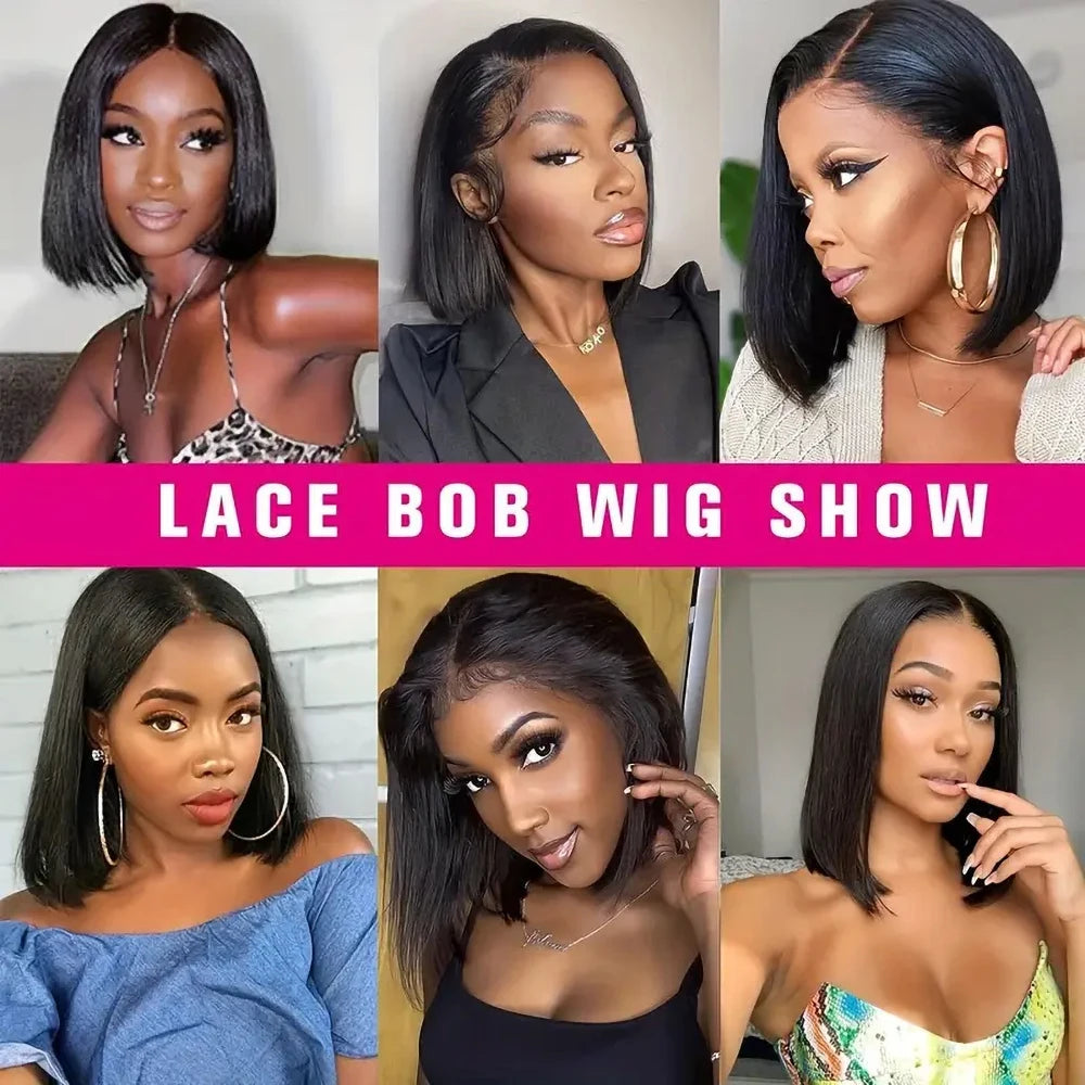 Bob Wig Human Hair 100% Straight Lace Front Wigs Brazilian Pre Plucked 13x4 Transparent Lace Frontal Short Wigs For Black Women