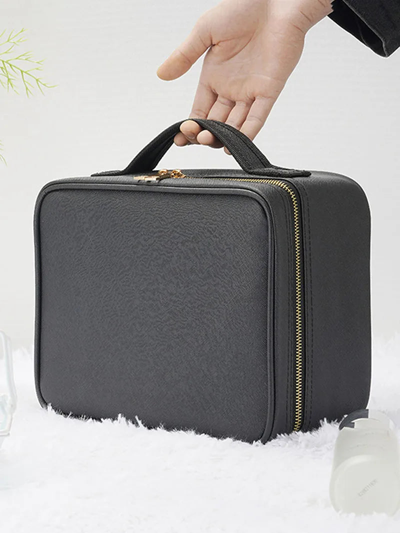 Smart LED Cosmetic Case With Mirror Travel Makeup Bag Large Capacity Female Beautician Skincare Product Makeup Case For Women