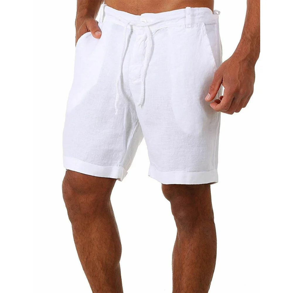 KB New Men's Cotton Linen shorts Pants Male Summer Breathable Solid Color Linen Trousers Fitness Streetwear S-4XL