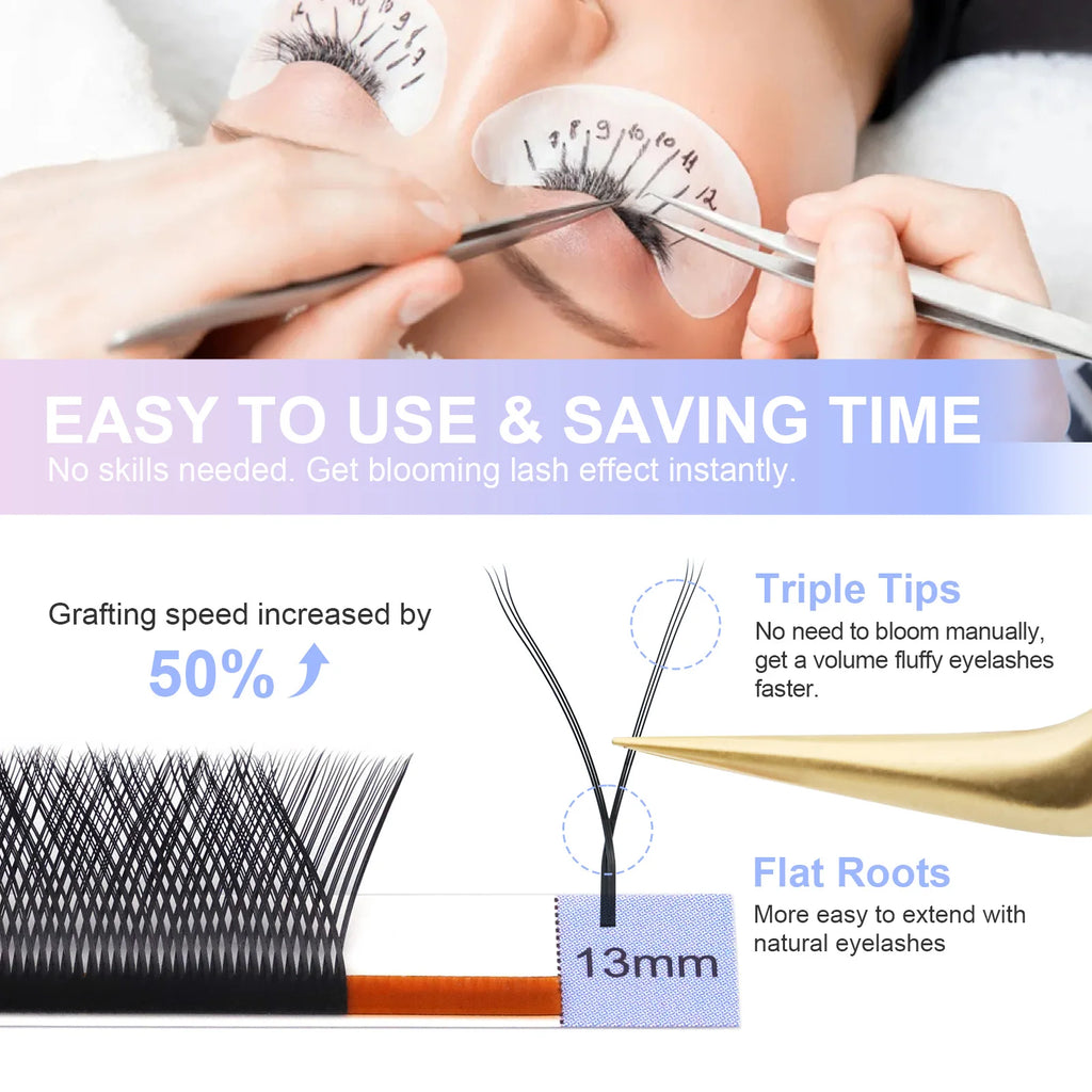 NAGARAKU Single Tip 2D Y/Double Tips YY/Triple Tips YY Shape Hand Woven Premium Soft Light Eyelashes Extension
