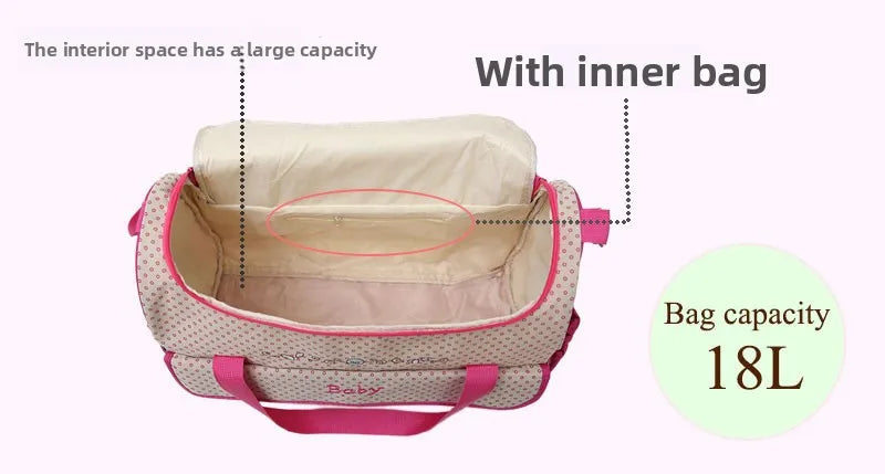 Baby Diaper Bag Large Capacity 5-piece Set Baby Diaper Storage Bag Embroidered Cartoon Fashion Multifunctional Portable Baby Bag