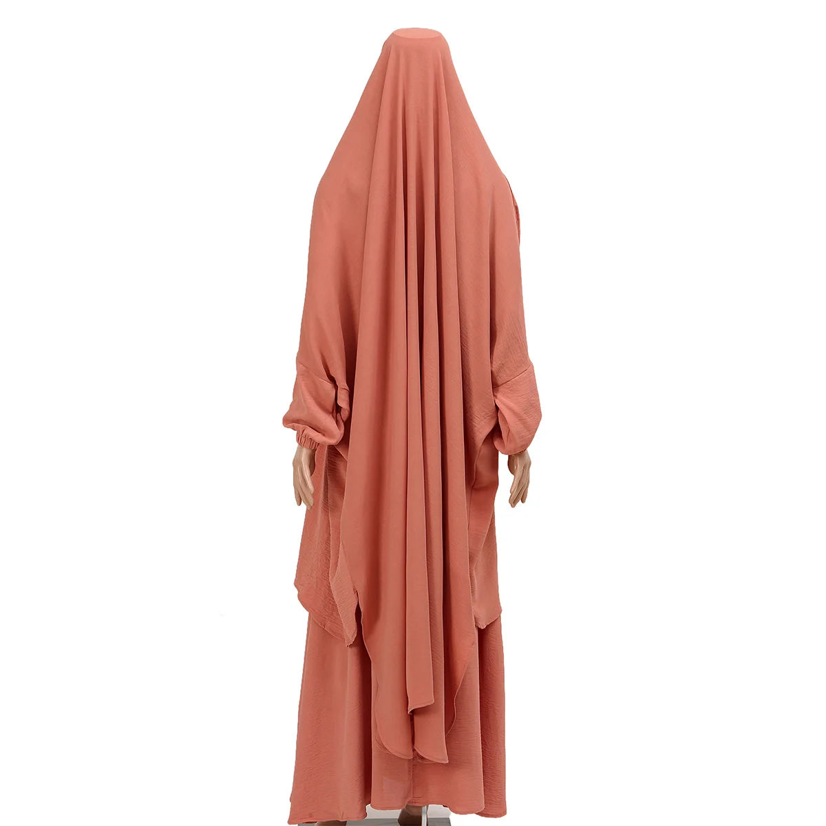 Two Piece Abaya for Woman Jilbab Prayer Set Batwing Hijab Dress Muslim Kimono Kaftan Robe Long Khimar Islam Cloth Jilbab Ramadan