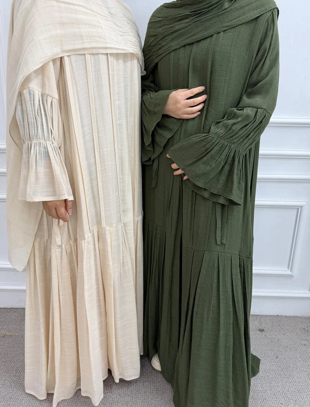 Abaya Hijab 2 Piece Set Open Dress Women Eid Muslim Khimar Dresses Cardigan Robe Ramadan Vestidos Morocco Dubai Kaftan Jalabiya