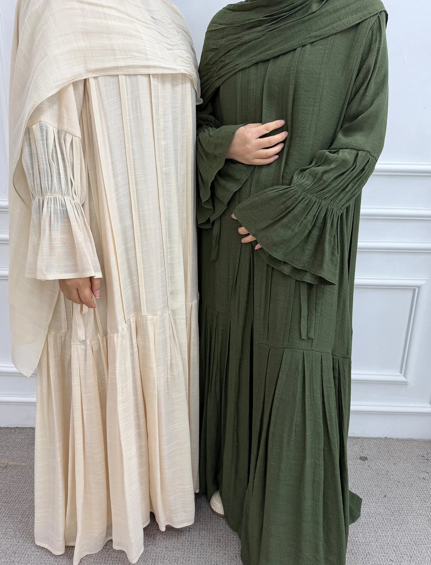 Abaya Hijab 2 Piece Set Open Dress Women Eid Muslim Khimar Dresses Cardigan Robe Ramadan Vestidos Morocco Dubai Kaftan Jalabiya