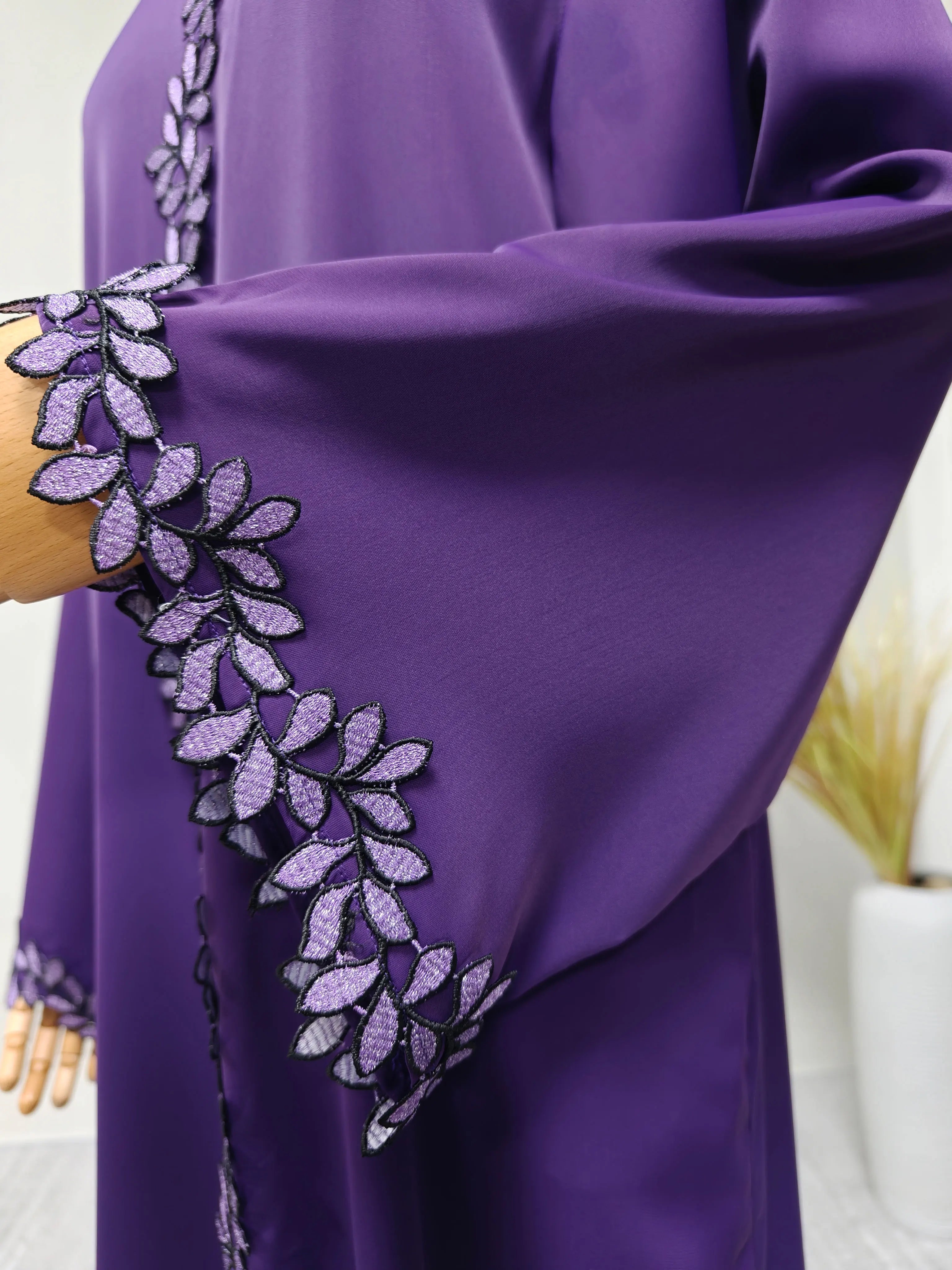 Dubai Elegant Beige Abaya for Muslim Women - Intricately Crafted with Multicolored Embroidery Piece in Islamic Modest Fashion
