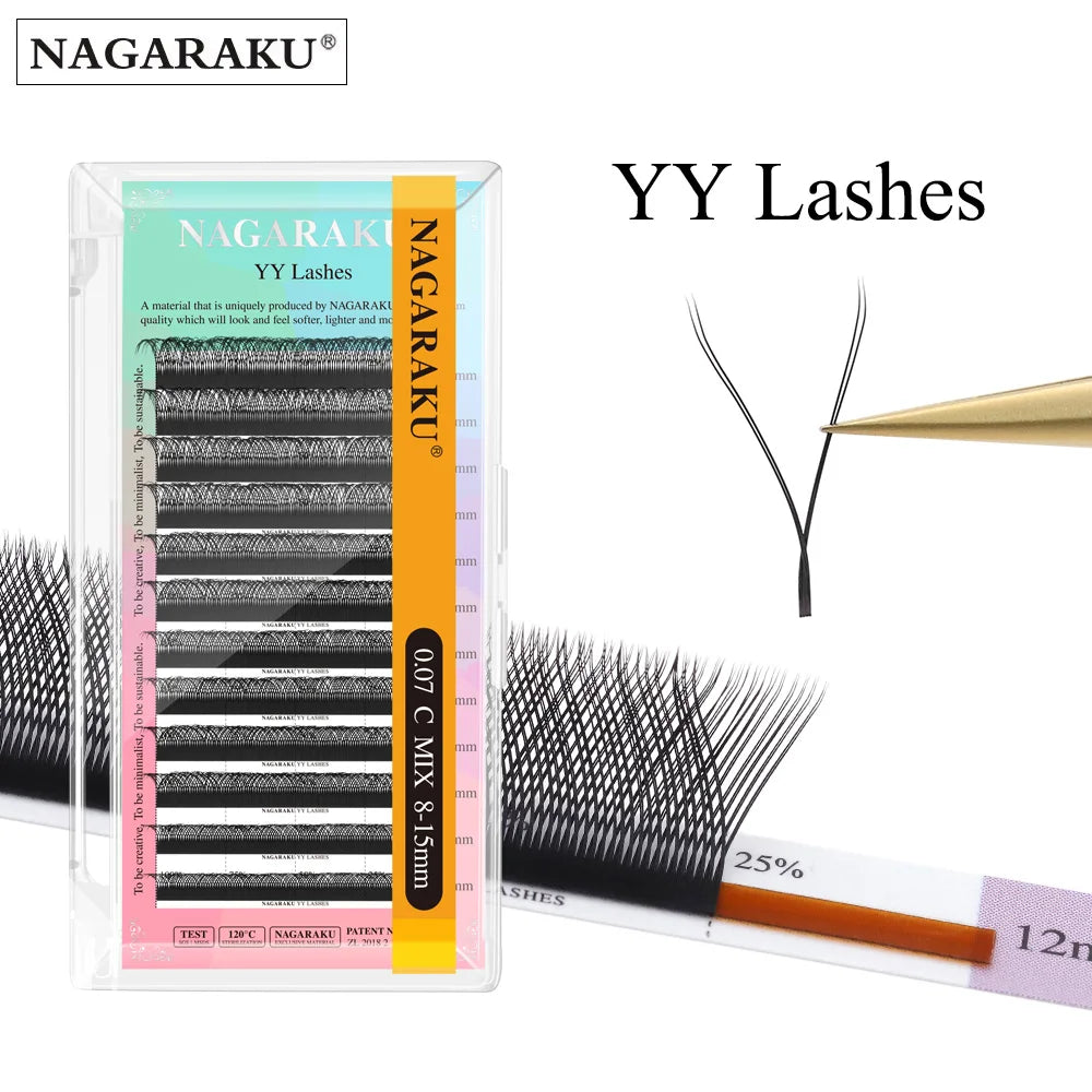 NAGARAKU Single Tip 2D Y/Double Tips YY/Triple Tips YY Shape Hand Woven Premium Soft Light Eyelashes Extension