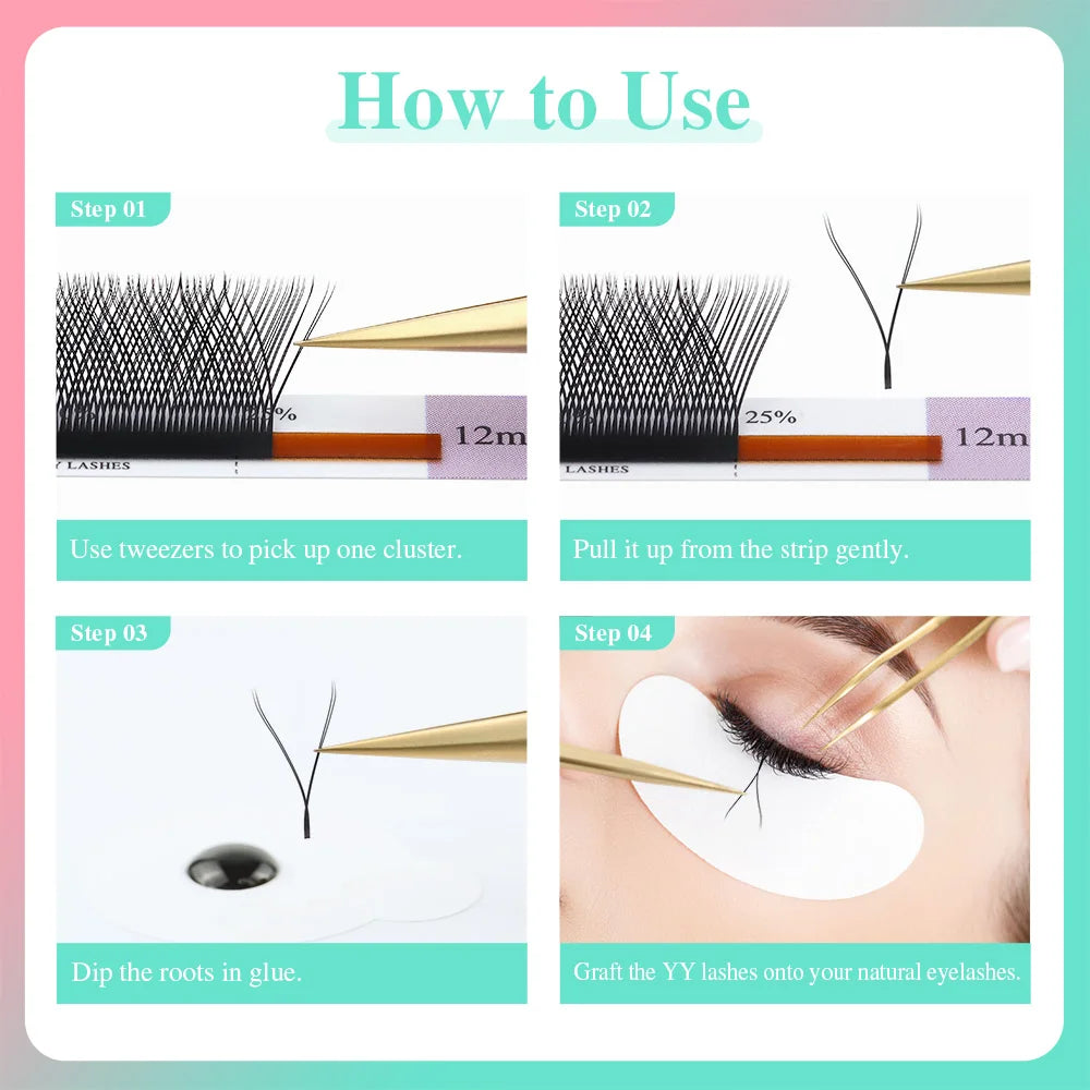 NAGARAKU Single Tip 2D Y/Double Tips YY/Triple Tips YY Shape Hand Woven Premium Soft Light Eyelashes Extension