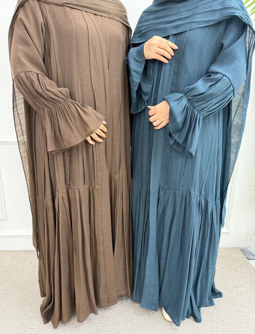 Abaya Hijab 2 Piece Set Open Dress Women Eid Muslim Khimar Dresses Cardigan Robe Ramadan Vestidos Morocco Dubai Kaftan Jalabiya