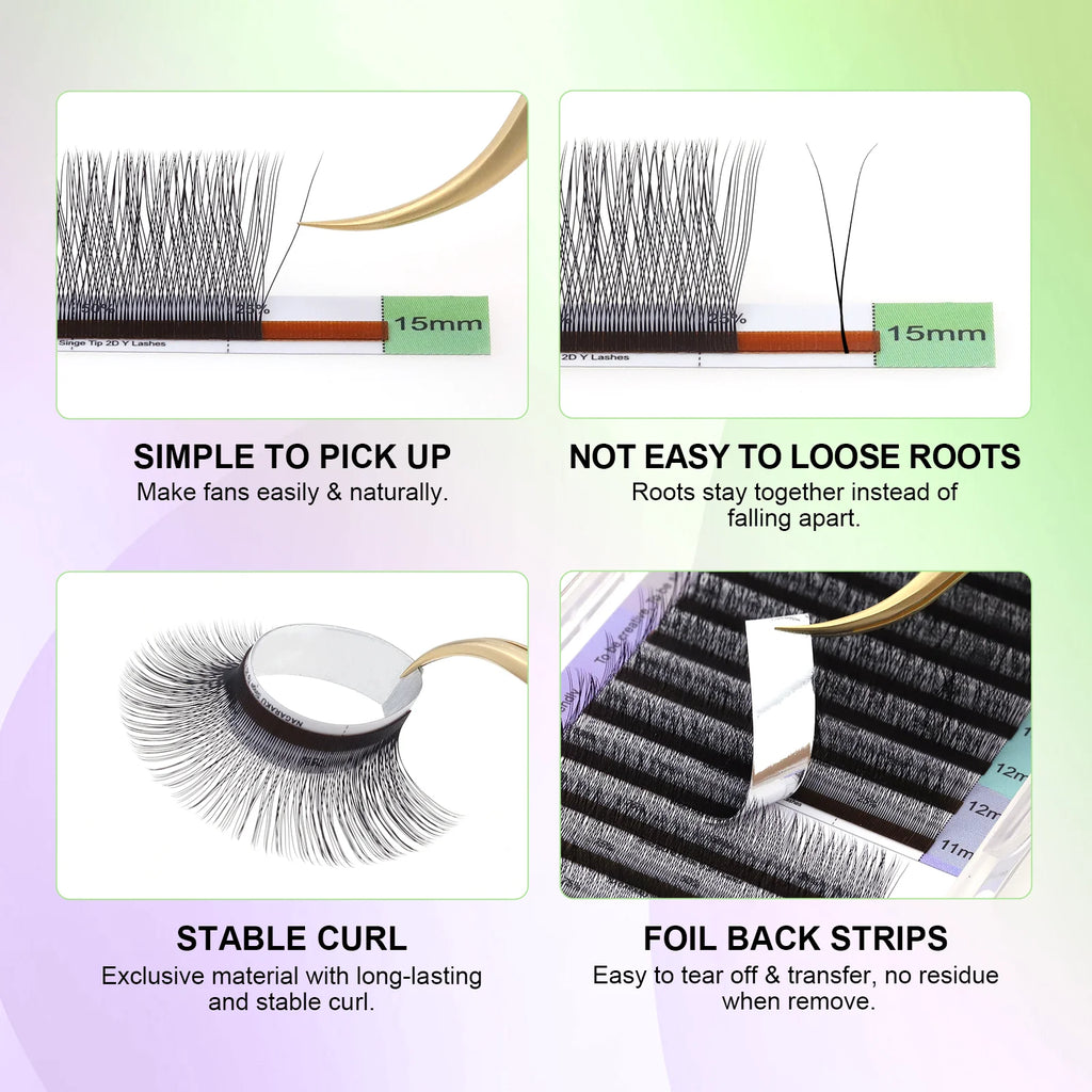 NAGARAKU Single Tip 2D Y/Double Tips YY/Triple Tips YY Shape Hand Woven Premium Soft Light Eyelashes Extension