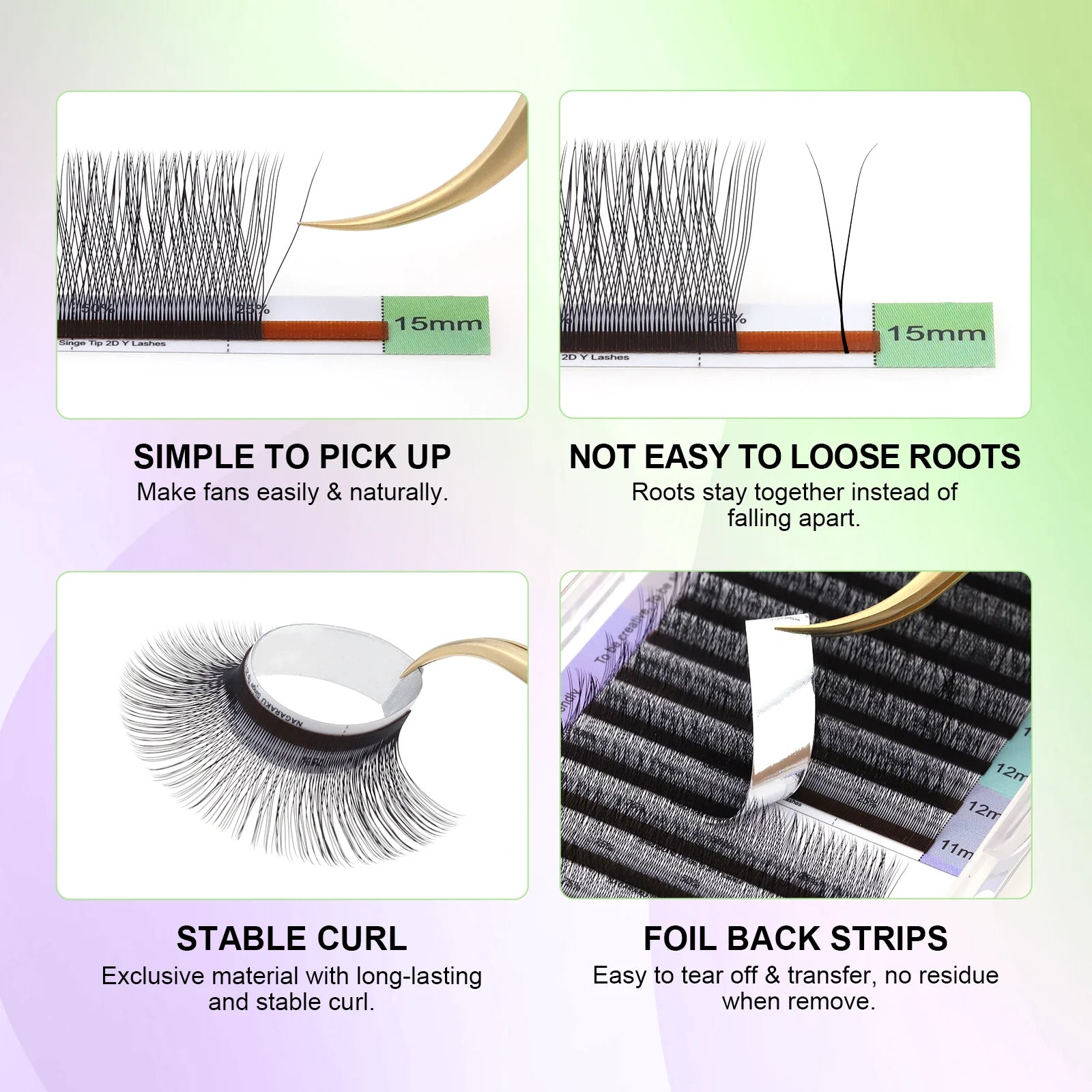 NAGARAKU Single Tip 2D Y/Double Tips YY/Triple Tips YY Shape Hand Woven Premium Soft Light Eyelashes Extension
