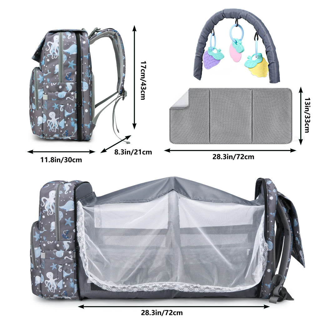 Diaper Bag Backpack, Diaper Changing Station, Multi-Functional Mom Travel Baby Diaper Bag, Large Capacity Diaper Backpack
