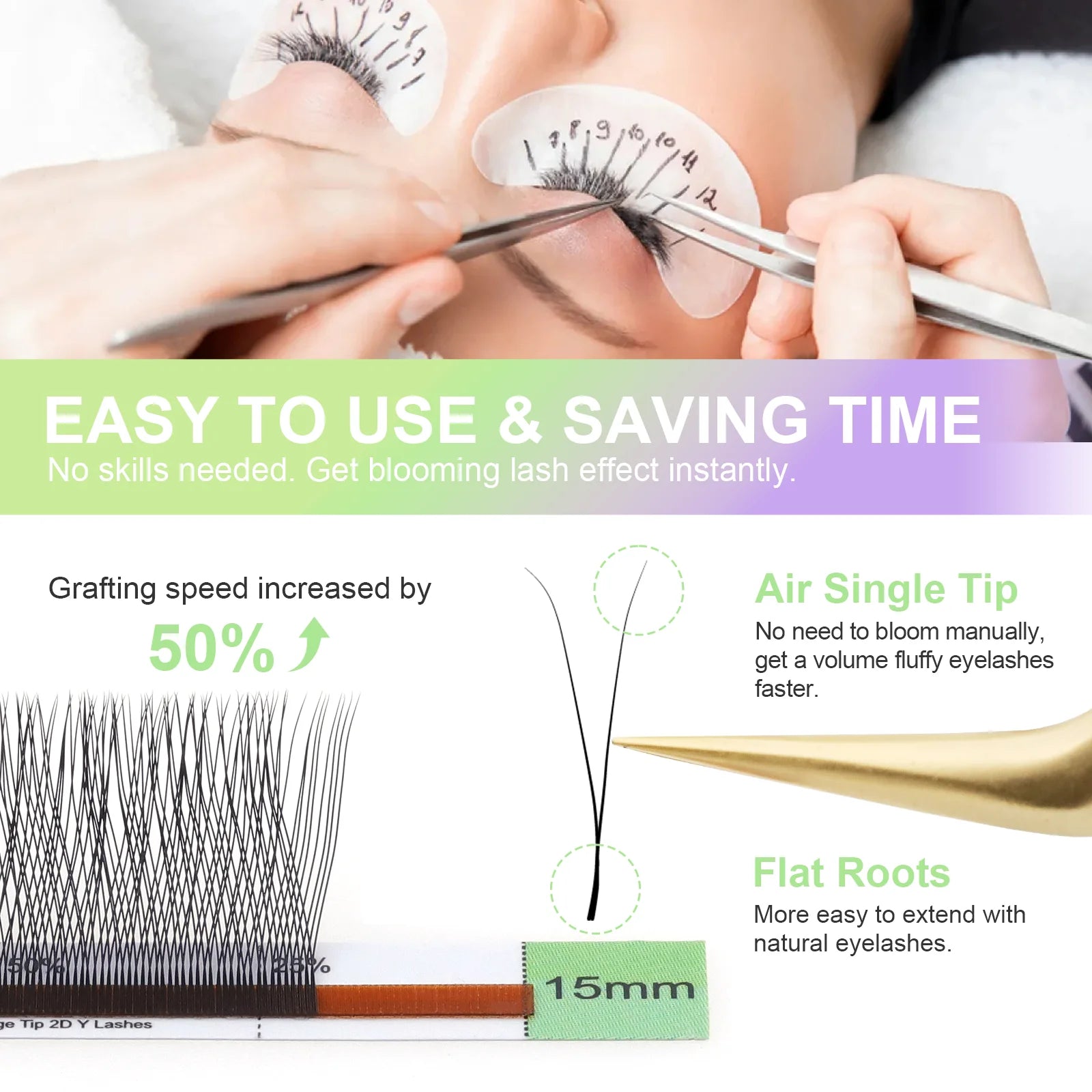 NAGARAKU Single Tip 2D Y/Double Tips YY/Triple Tips YY Shape Hand Woven Premium Soft Light Eyelashes Extension