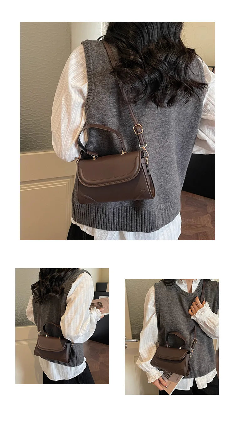Handbag, niche vintage handbag, new fashion versatile crossbody single-shoulder small square bag, simple design