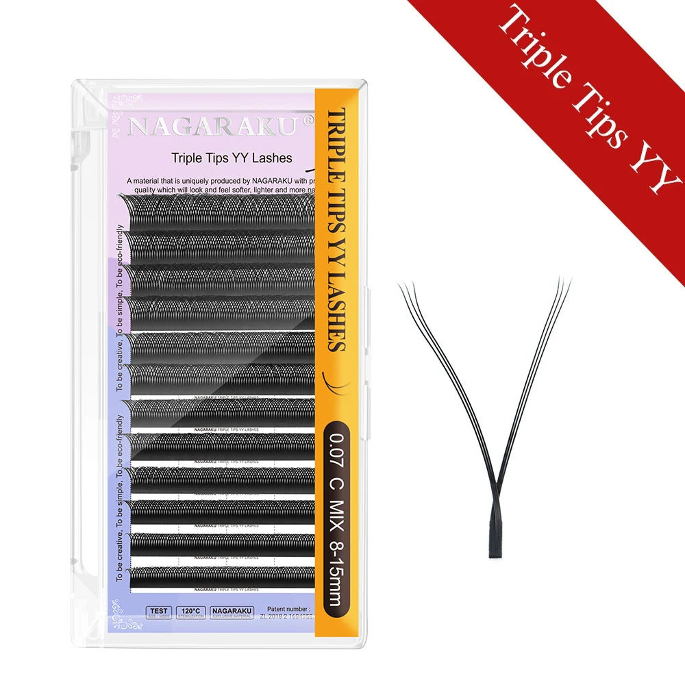 NAGARAKU Single Tip 2D Y/Double Tips YY/Triple Tips YY Shape Hand Woven Premium Soft Light Eyelashes Extension