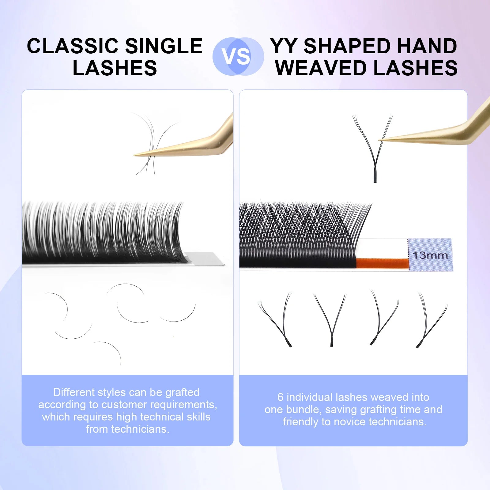 NAGARAKU Single Tip 2D Y/Double Tips YY/Triple Tips YY Shape Hand Woven Premium Soft Light Eyelashes Extension