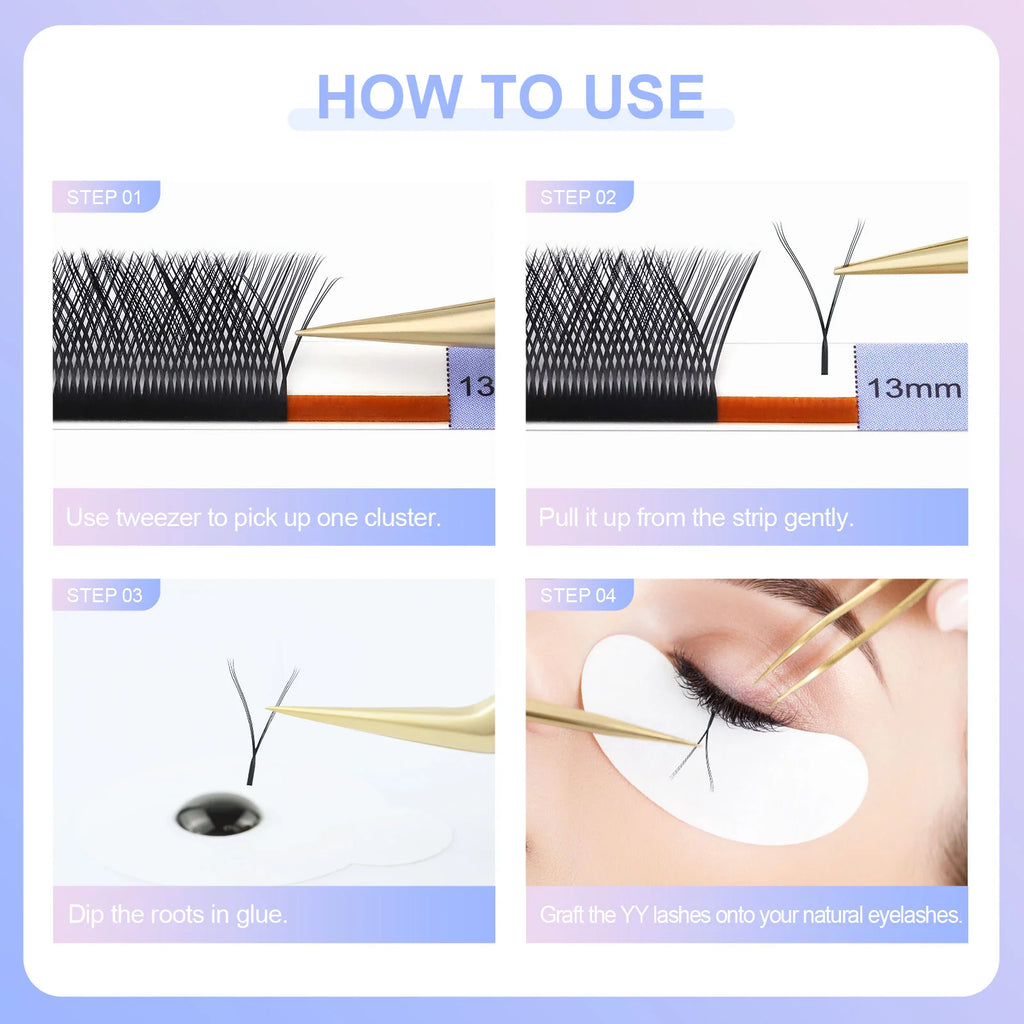NAGARAKU Single Tip 2D Y/Double Tips YY/Triple Tips YY Shape Hand Woven Premium Soft Light Eyelashes Extension