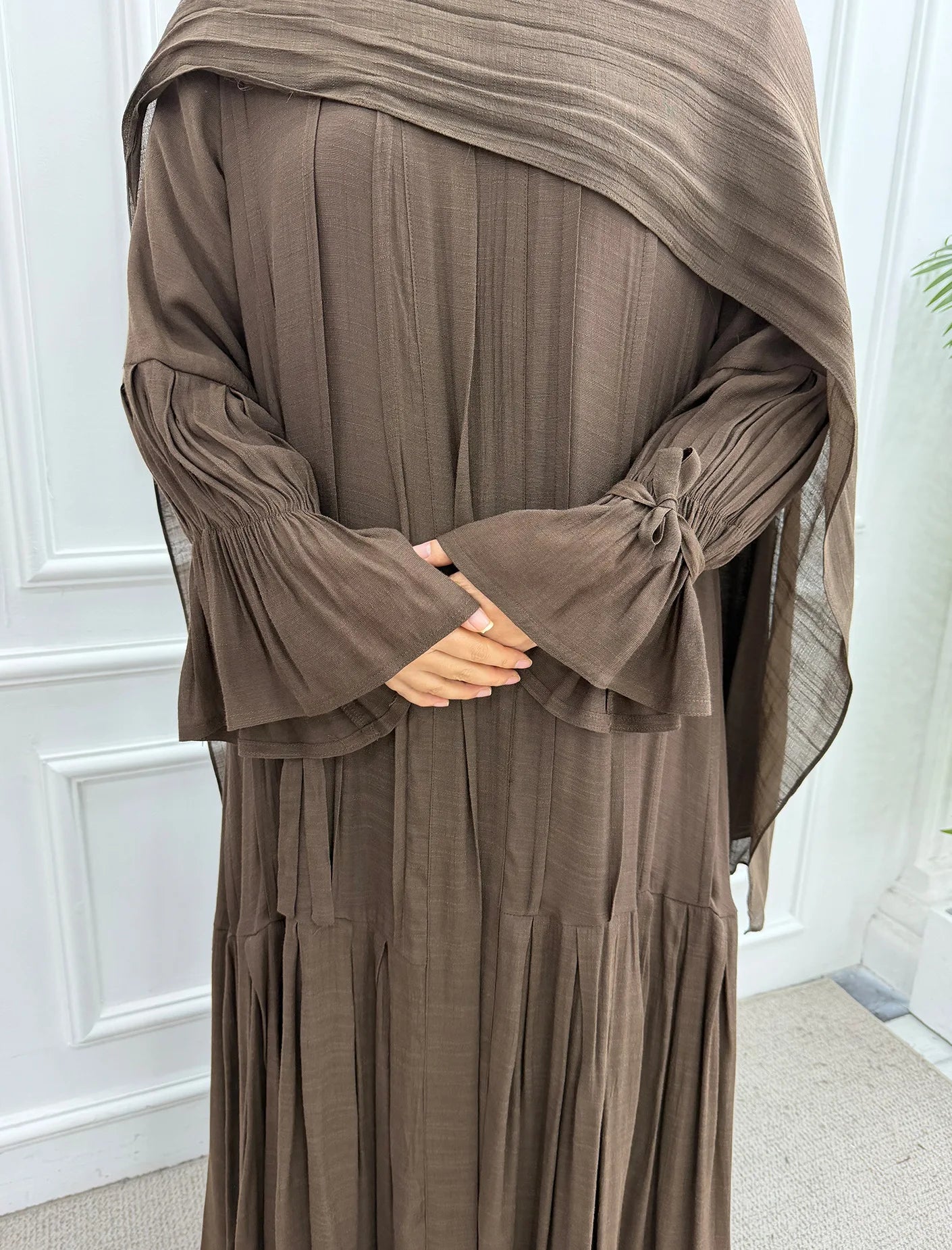 Abaya Hijab 2 Piece Set Open Dress Women Eid Muslim Khimar Dresses Cardigan Robe Ramadan Vestidos Morocco Dubai Kaftan Jalabiya