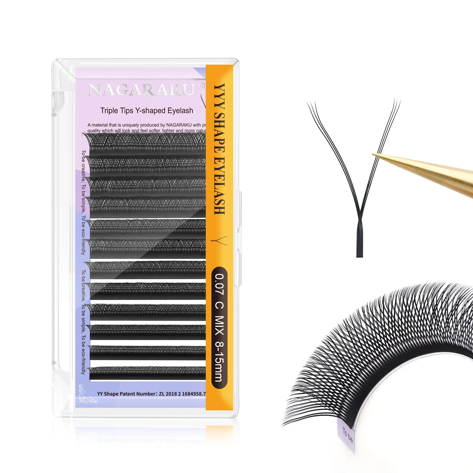 NAGARAKU Single Tip 2D Y/Double Tips YY/Triple Tips YY Shape Hand Woven Premium Soft Light Eyelashes Extension