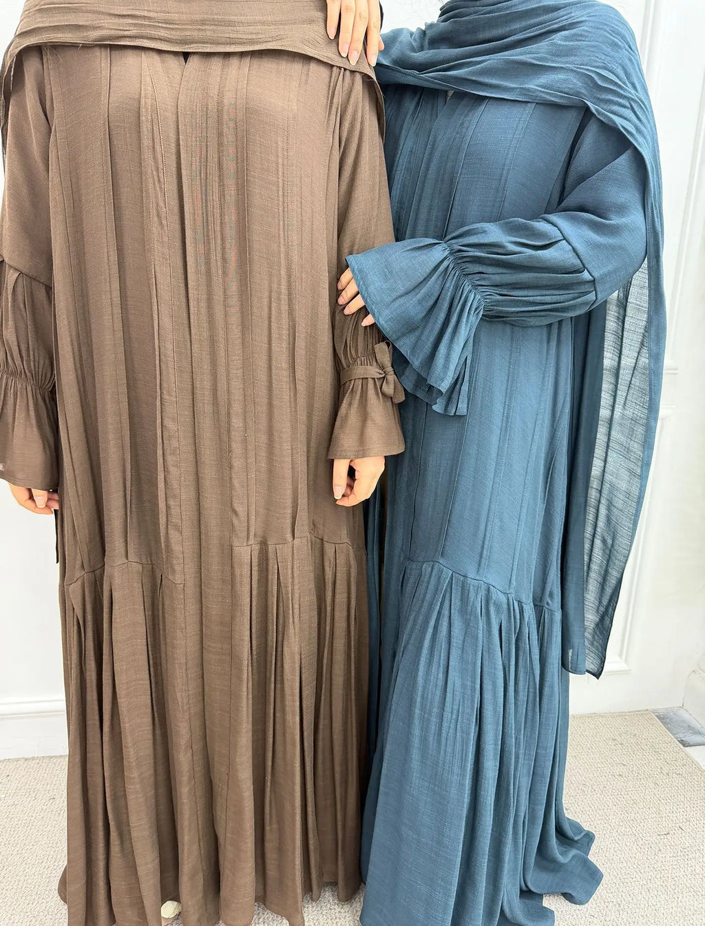 Abaya Hijab 2 Piece Set Open Dress Women Eid Muslim Khimar Dresses Cardigan Robe Ramadan Vestidos Morocco Dubai Kaftan Jalabiya