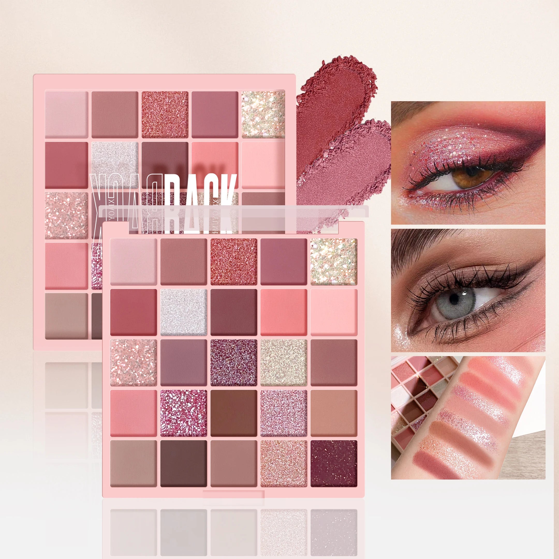 25 Colors Eyeshadow Palette High Gloss Cement Grey Rose Brown Color Tone Matte Glitter Daily Makeup Dry Rose Eyeshadow For Music