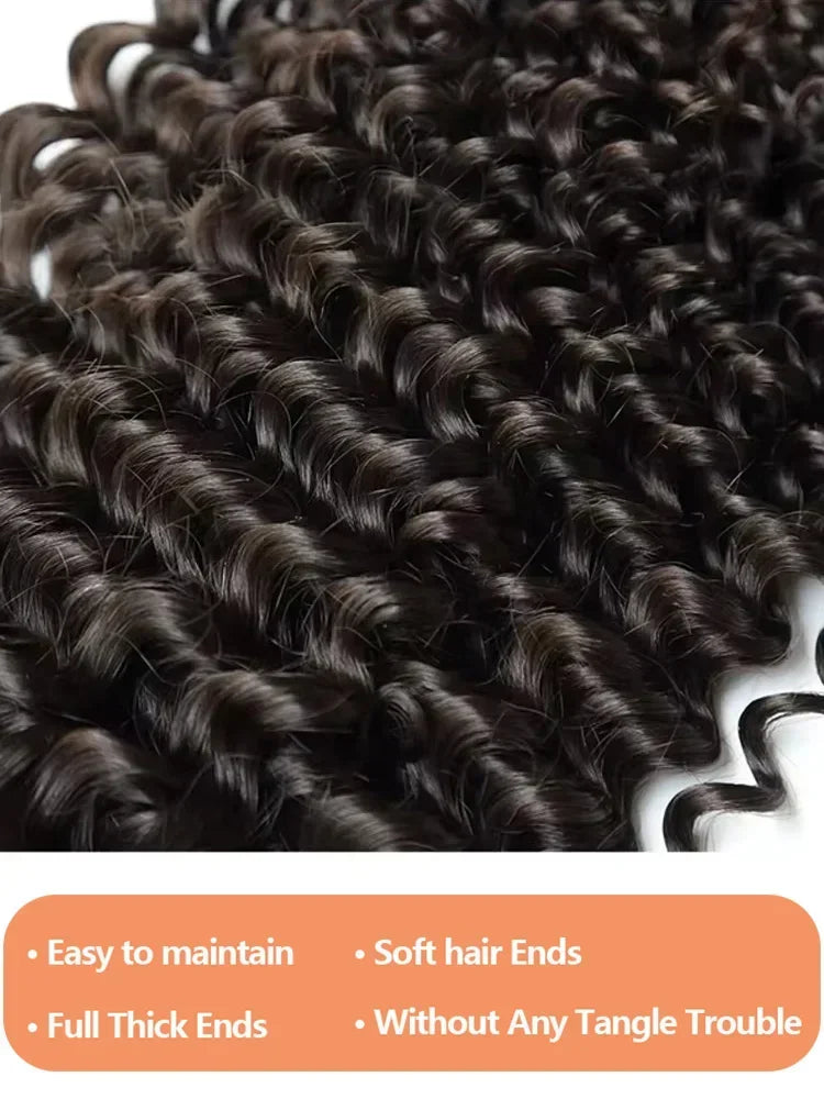 Deep Wave Human Hair Bundles Curly Hair 30Inch Brazilian Weaving Raw Virgin 100% Unprocessed Double Weft Hair Bundles Extensions