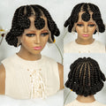 Full Lace Handmade Bantu Braided Wigs Synthetic Short Cute Braided Lace Wigs with Baby Hair Lace Front Braids Wigs for Women