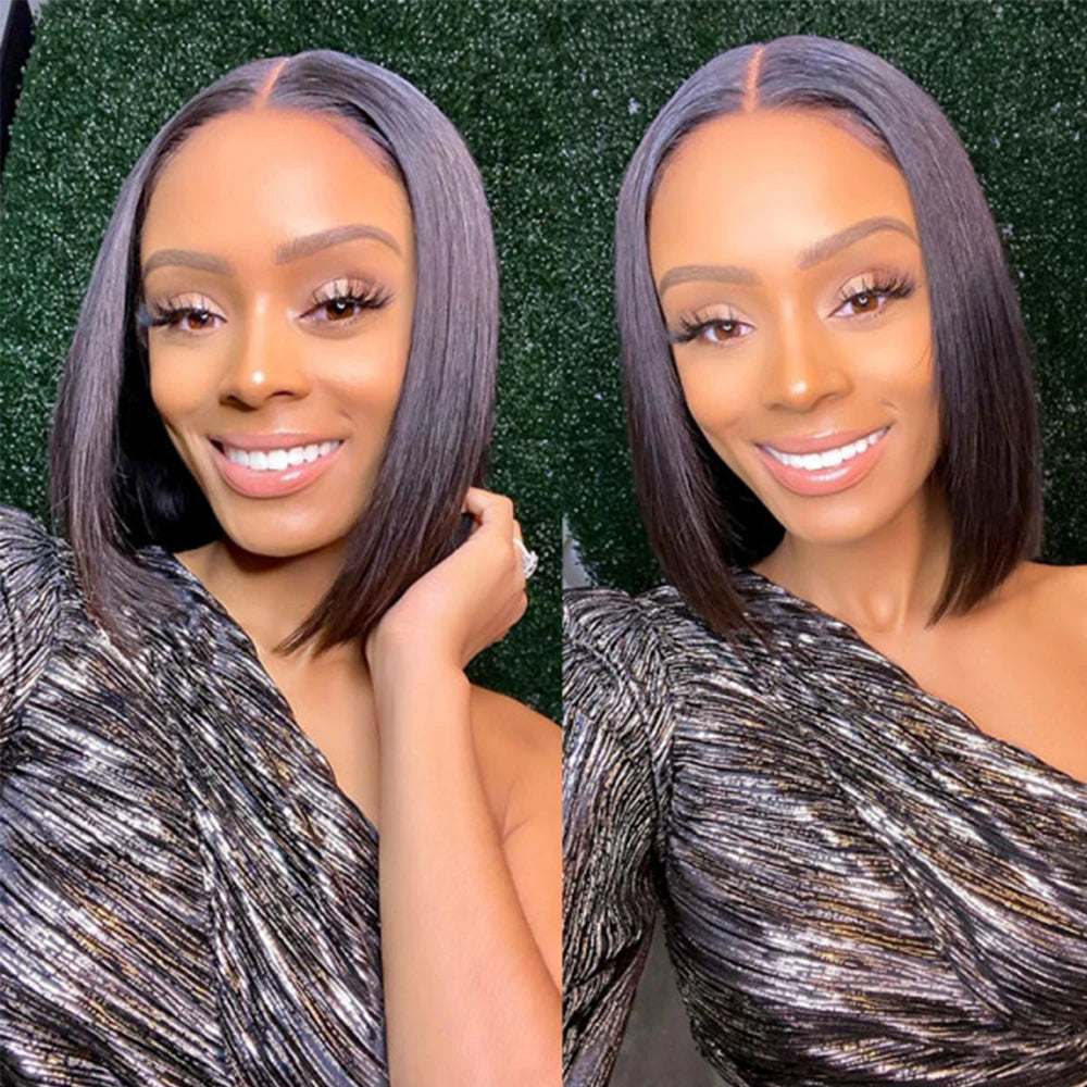 Bob Wig Human Hair 100% Straight Lace Front Wigs Brazilian Pre Plucked 13x4 Transparent Lace Frontal Short Wigs For Black Women