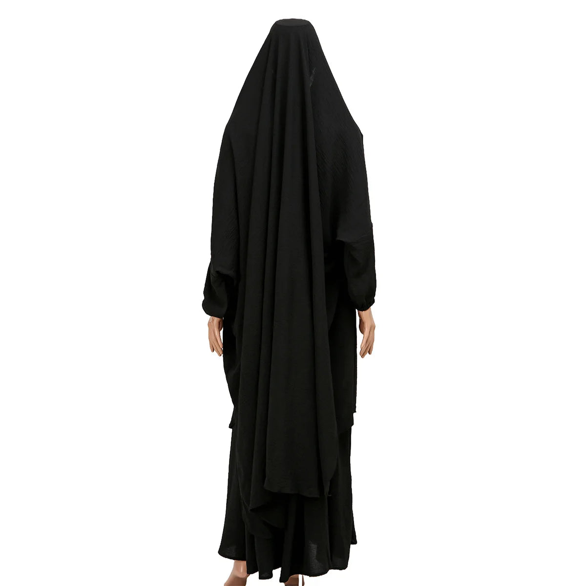 Two Piece Abaya for Woman Jilbab Prayer Set Batwing Hijab Dress Muslim Kimono Kaftan Robe Long Khimar Islam Cloth Jilbab Ramadan