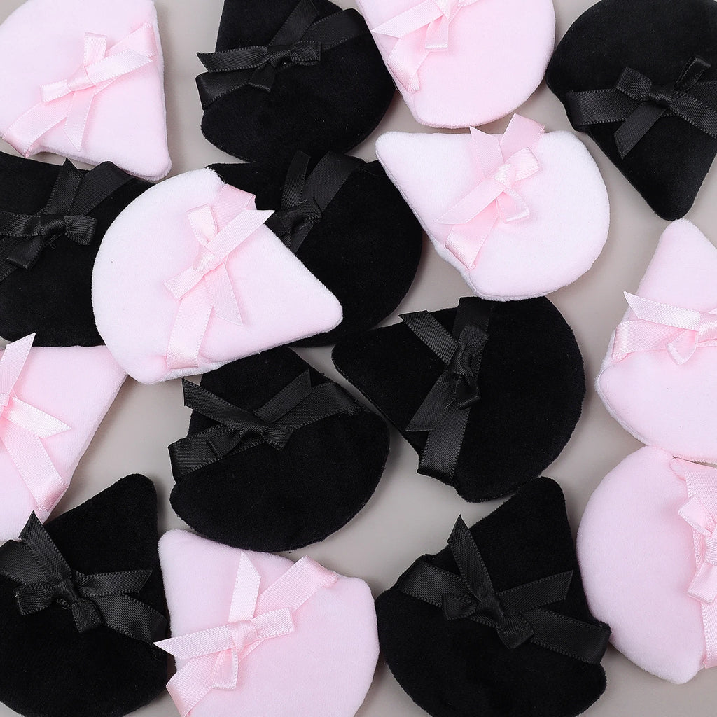 20pcs Makeup Puffs Short Fluff Bow Triangle Powder Puff Lightweight Crystal Velvet Face Eye Contouring Shadow Seal Cosmetic Puff
