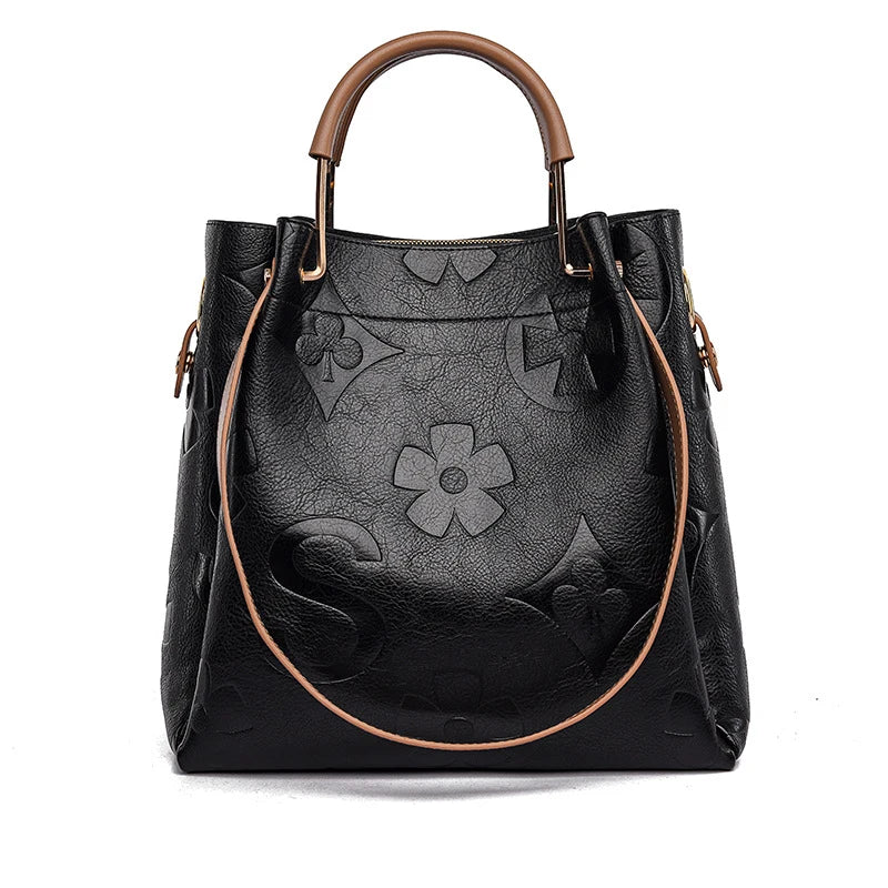 Bucket bag, large-capacity tote bag, high-end printed women's handbag, work and commuting bag