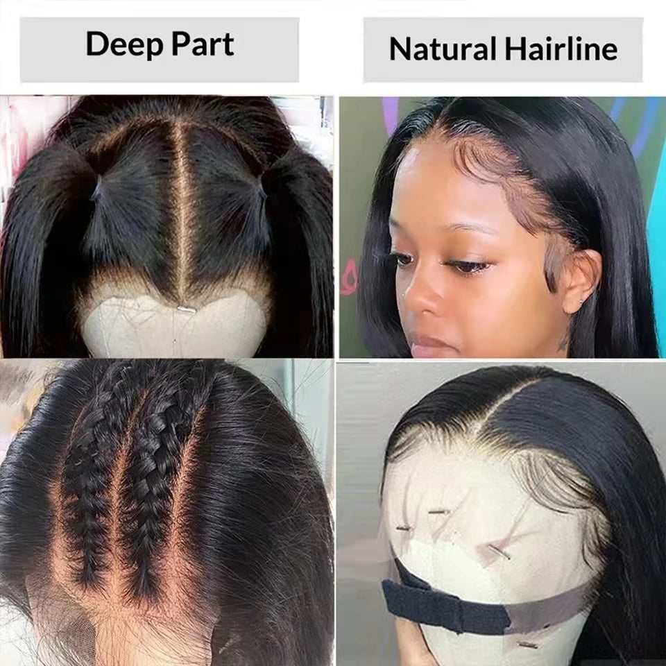 Bob Wig Human Hair 100% Straight Lace Front Wigs Brazilian Pre Plucked 13x4 Transparent Lace Frontal Short Wigs For Black Women